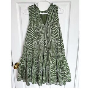 Steve Madden Abstract Striped Mini Dress Women's Size Medium Dark Olive Green